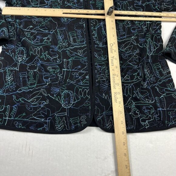 Chicos Travelers Cardigan Jacket Embroidered Boho Artsy Open Front Knit 1 MEDIUM - Picture 7 of 10